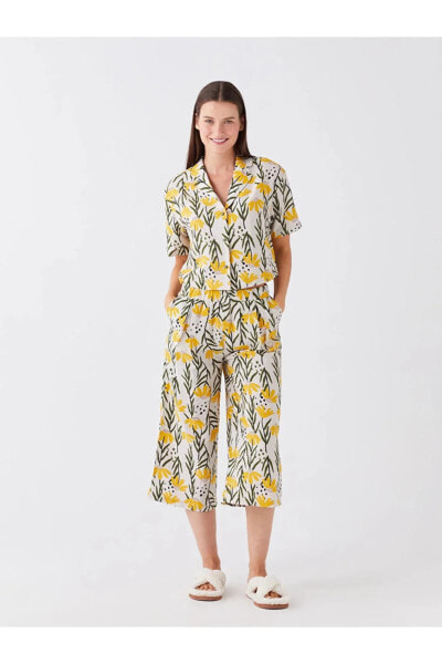 Пижама LCW DREAM с коротким рукавом "Цветочный воротник" для женщин