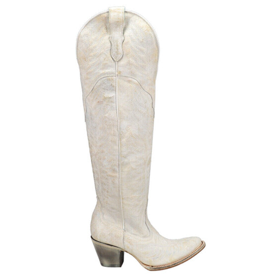 Corral Boots Distressed Snip Toe Cowboy Womens White Casual Boots A4311