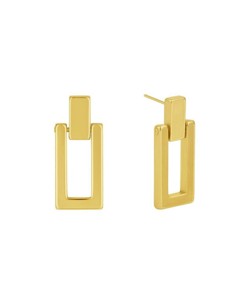 18K Gold Plated or Silver Plated Rectangle Post Drop Earring