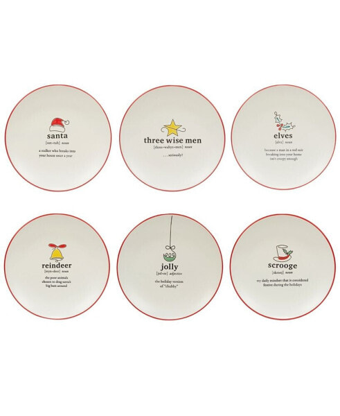 Christmas Fun Sayings 8.5" Dessert Plates Set of 6