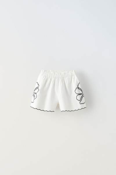 Embroidered poplin bermuda shorts