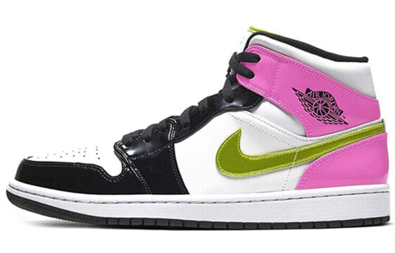 Кроссовки Nike Air Jordan 1 Mid White Black Cyber Pink (Многоцветный)