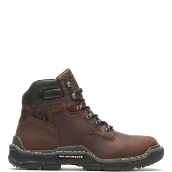 Wolverine Raider DuraShocks Waterproof 6" Mens Brown Wide Work Boots