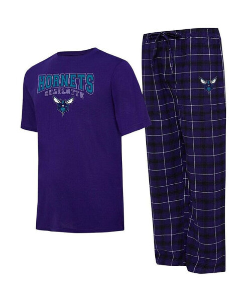 Men's Purple, Black Charlotte Hornets Arctic T-shirt and Pajama Pants Sleep Set