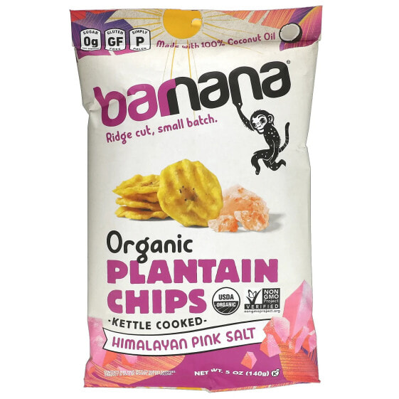 Barnana, Органические чипсы подорожника, розовая гималайская соль, 140 г (5 унций)