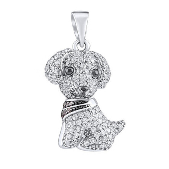 Dasty dog silver pendant with clear Brilliance Zirconia MW13766P