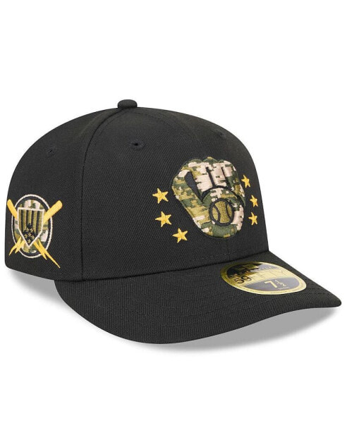 Головной убор мужской черный New Era Milwaukee Brewers 2024 "День Вооруженных Сил" 59FIFTY