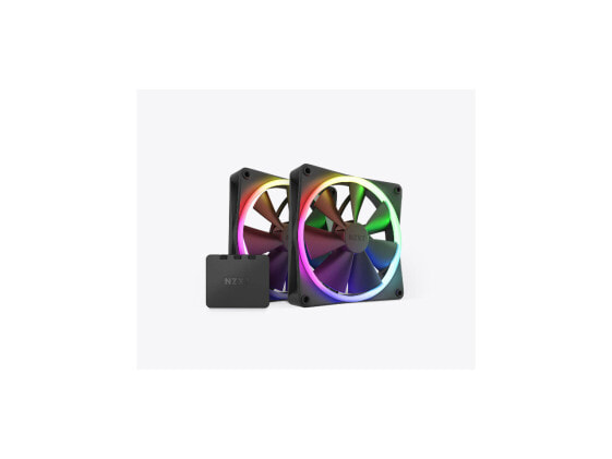 NZXT Aer F140 RGB Black Twin Pack - 2x Fan & RGB Lighting Controller - High Perf