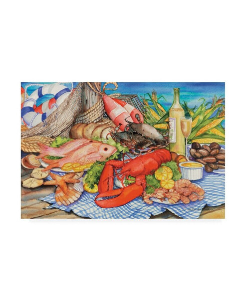 Kathleen Parr Mckenna Seafood Platter Canvas Art - 15" x 20"