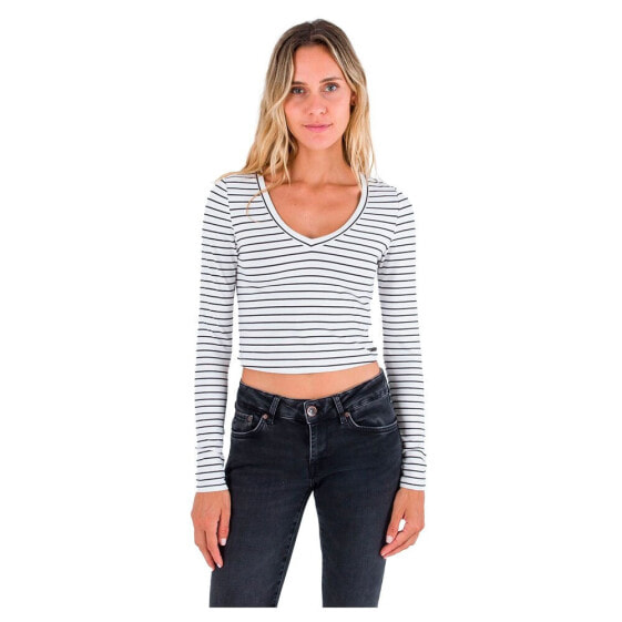 HURLEY Sophie Fitte Long Sleeve V Neck T-Shirt