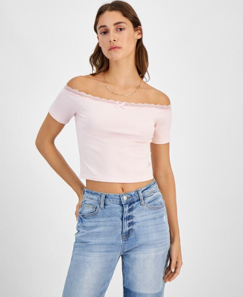 Juniors' Off-The-Shoulder Long-Sleeve Top