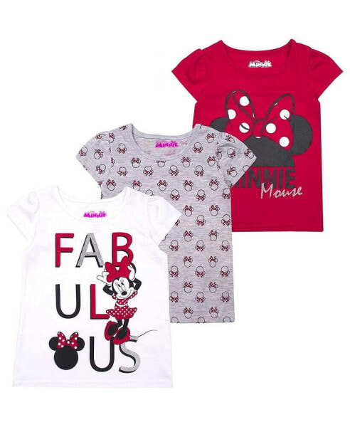 Toddler Minnie Mouse Red/Gray/White Graphic 3-Pack T-Shirt Set