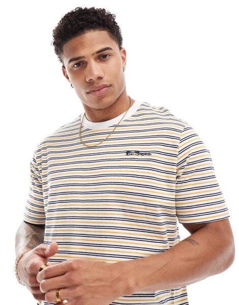 Ben Sherman stripe tee in white