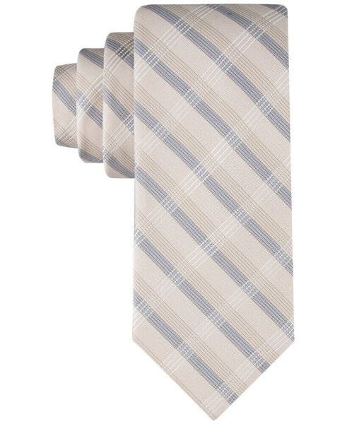 Men's Creme Plaid Extra Long Tie