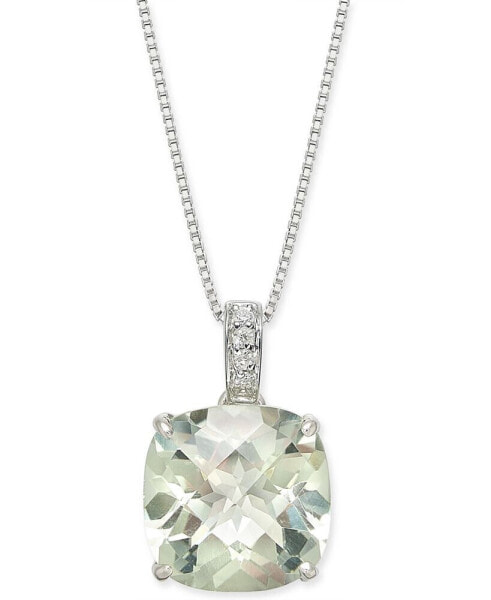 Macy's mint Quartz (6-1/4 ct. t.w.) & White Topaz (1/20 ct. t.w.) 18" Pendant Necklace in Sterling Silver