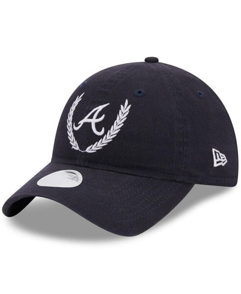 Women's Navy Atlanta Braves Leaves 9TWENTY Adjustable Hat