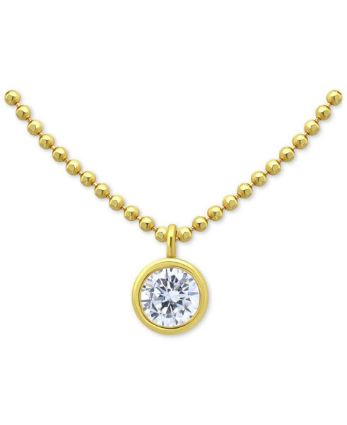 Cubic Zirconia Bezel Solitaire Pendant Necklace in 18k Gold-Plated Sterling Silver, 16" + 2" extender, Created for Macy's