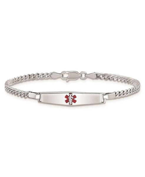 Sterling Silver Rhodium-plated Medical ID Curb Link Bracelet