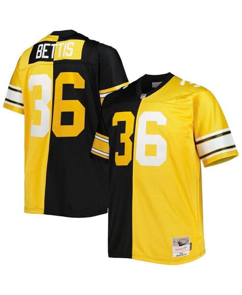 Men's Jerome Bettis Black and Gold Pittsburgh Steelers Big and Tall Split Legacy Retired Player Replica Jersey