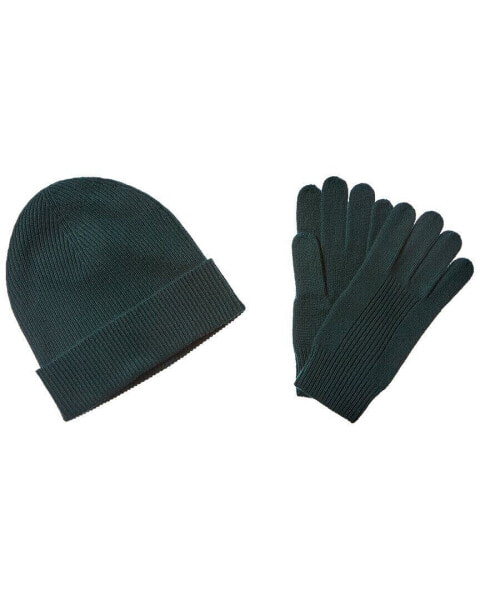Перчатки и варежки мужские Qi 2Pc Ribbed Cashmere Hat & Glove Set