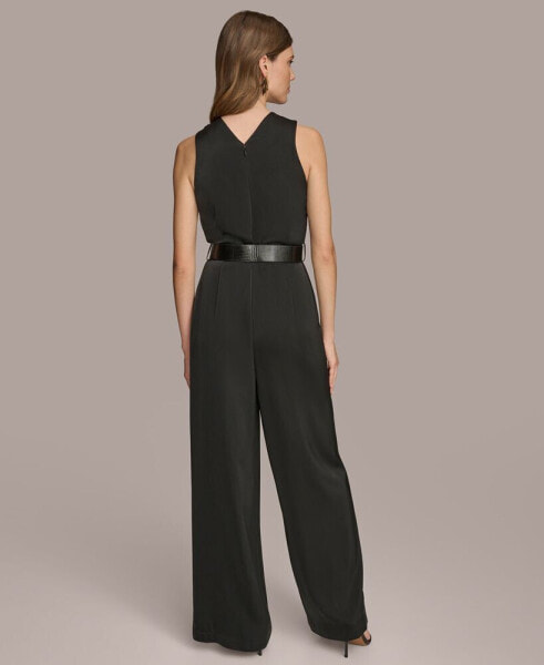 Women's Halter-Neck Belted Sleeveless Jumpsuit