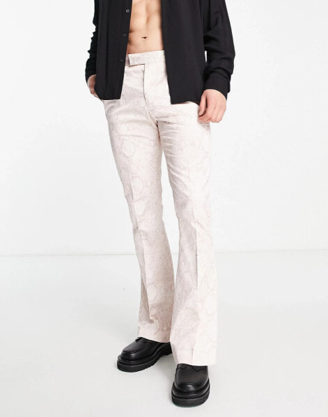 ASOS DESIGN smart skinny flared trousers with snake print