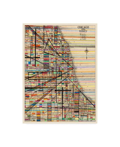 Nikki Galapon Modern Map of Chicago Canvas Art - 27" x 33.5"