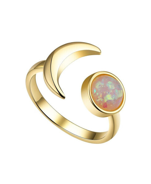 Faux Opal Stone and Moon Bypass Ring