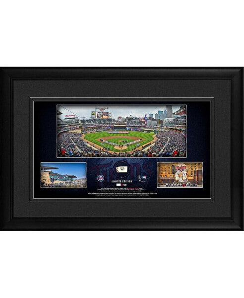 Minnesota Twins Framed 10" x 18" Stadium Panoramic Collage with a Piece of Game-Used Baseball - Limited Edition of 500