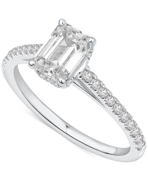 GIA Certified Diamond Emerald-Cut Engagement Ring (1-1/4 ct. t.w.) in 14k White Gold