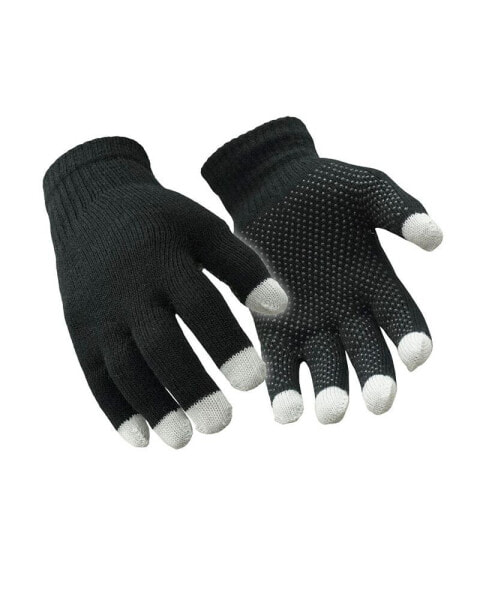 Men's Touchscreen PVC Dot Grip Black Knit Gloves