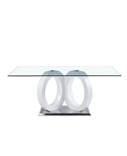 Modern Design Tempered Glass Dining Table With MDF Middle Support And Stainless Steel Base