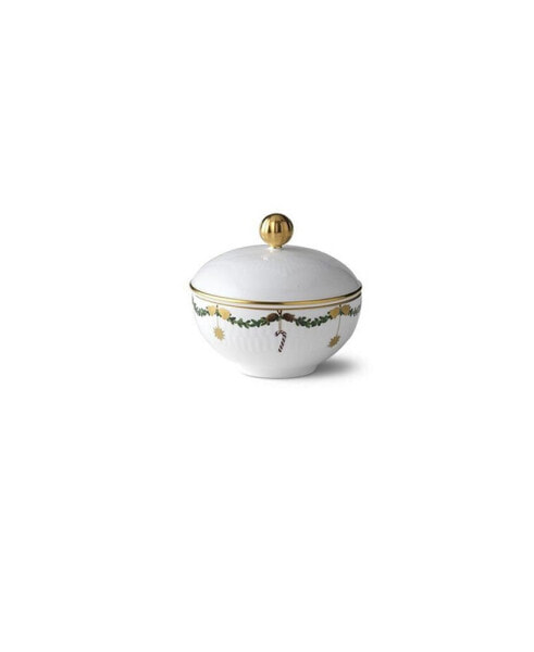 Star Fluted Christmas Sugar Bowl With Lid