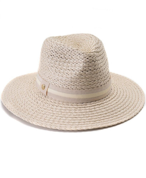 Straw Panama Hat with Ribbon Trim