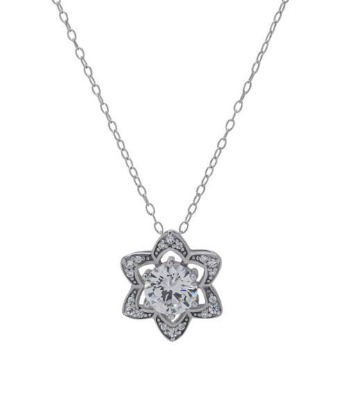 Silver-Plated Cubic Zirconia Star Pendant Necklace