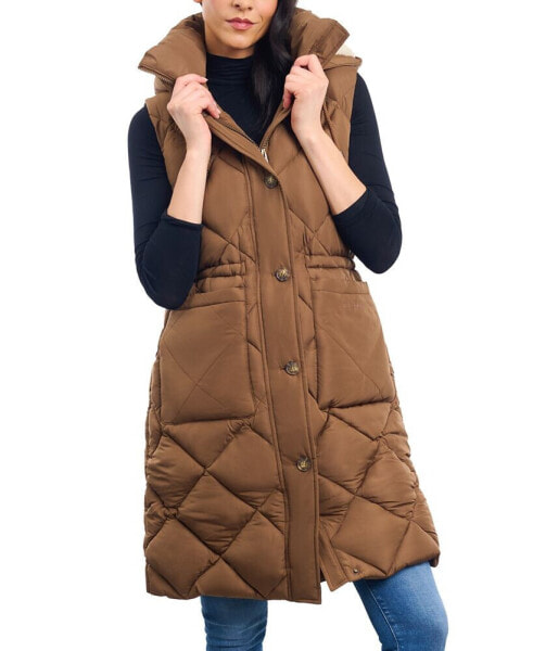 Women's Long Quilted Anorak Puffer Vest