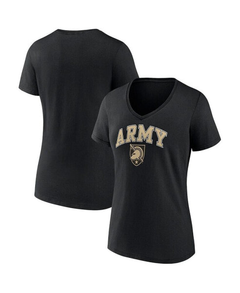 Women's Black Army Black Knights Evergreen Campus V-Neck T-shirt