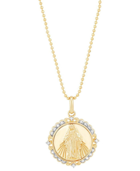 Macy's diamond Mary Pendant Necklace (1/10 ct. t.w.) in 14k Gold-Plated Sterling Silver, 16" + 4" extender