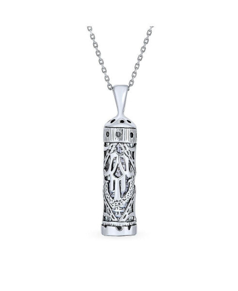 Hanukkah Magen Judaic Hamsa Hand Parchment Pendant Kabbalah Necklace For Bat Mitzvah For Women Sterling Silver