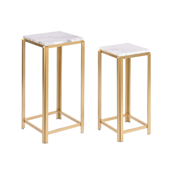 Set of 2 tables DKD Home Decor White Golden 33 x 33 x 70 cm