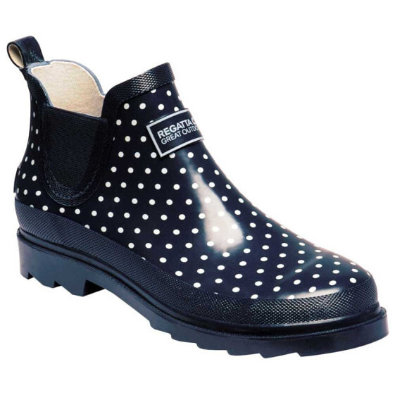 Резиновые сапоги Regatta Lady Harper Welly - устойчивые к погодным условиям, с натуральной хлопковой подкладкой, комфортной EVA стелькой, многонаправленной резиновой подошвой с квадратным каблуком - для надежной устойчивости, высотой до щиколотки.