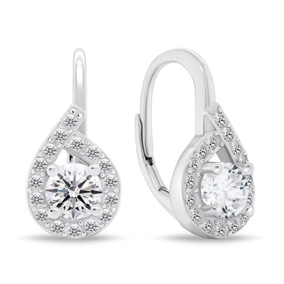 Sparkling silver earrings with clear zircons EA756W
