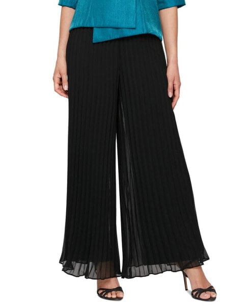 Petite Pleated Wide-Leg Chiffon Pants