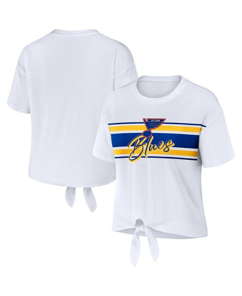 Women's White St. Louis Blues Front Knot T-shirt