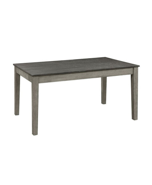 Wire Brushed Light Gray Finish 1 Piece Dining Table With 2 Hidden Drawers Casual Dining Room Furniture