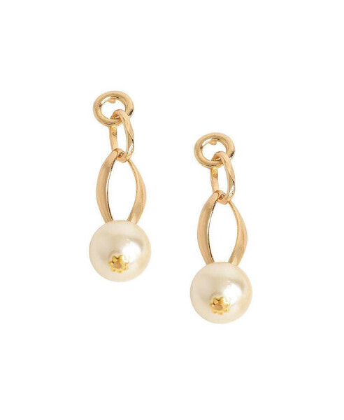 Women's White Snowball Chain Drop Earrings