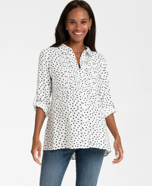 Women's Polka Dot Button-Down Maternity Blouse