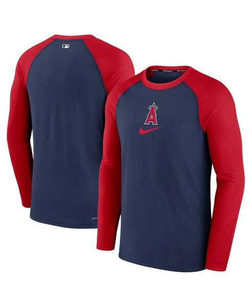Men's Navy Los Angeles Angels Authentic Collection Game Raglan Performance Long Sleeve T-shirt