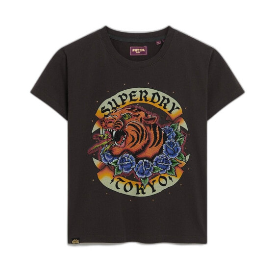 SUPERDRY Tattoo Rhinestone Fitted short sleeve T-shirt