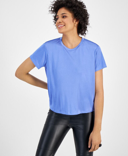 Women's Relaxed Shine Keyhole-Back T-Shirt, Created for Macy's